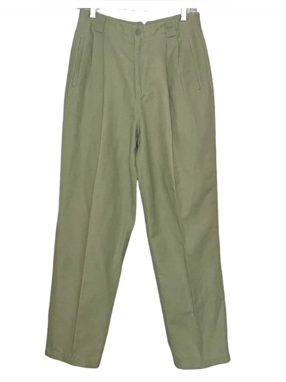 Vintage Liz Claiborne linen Straight-Leg Pants in Light Olive